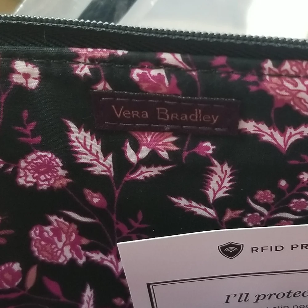 Vera bradley Rfid black velvet slim wristlet